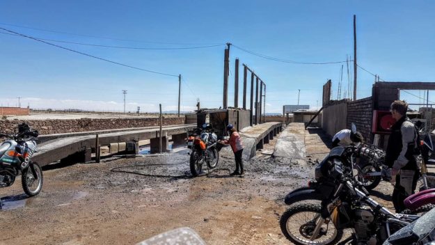 Cleaning Bikes - Uyuni, Bolivia